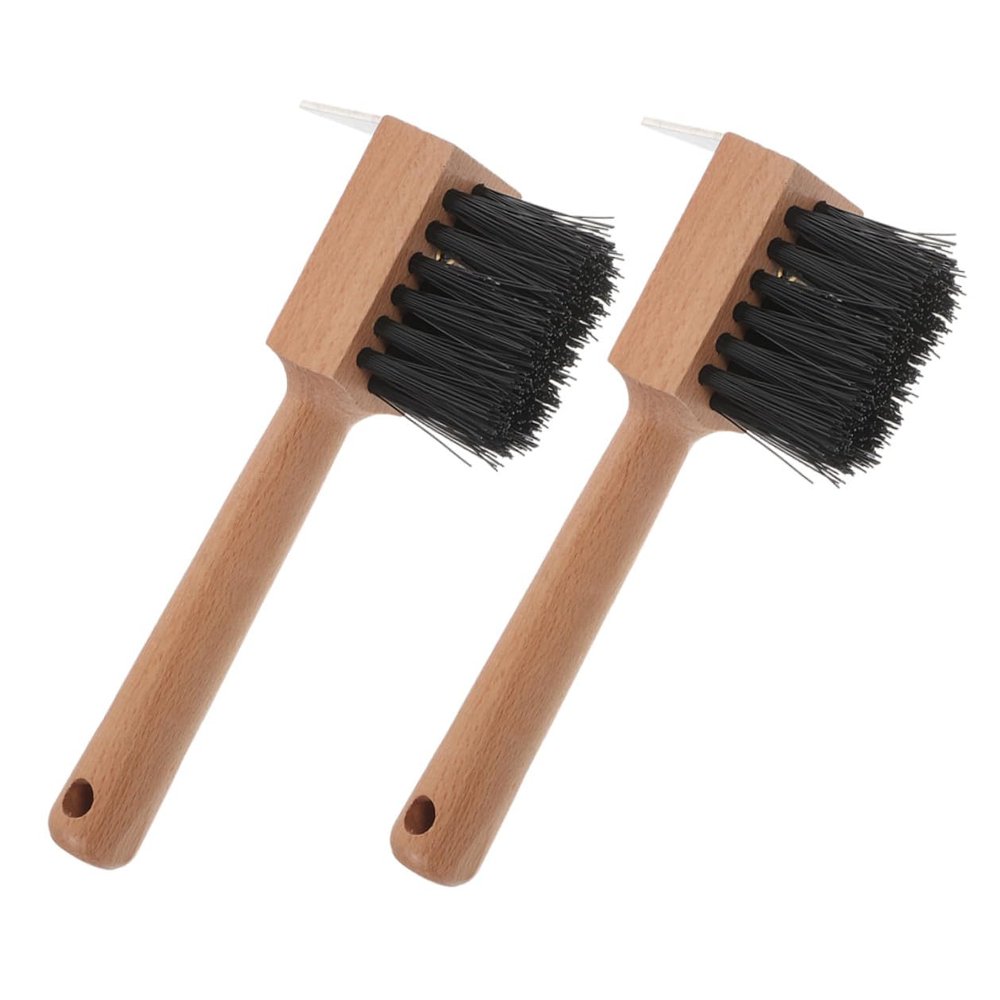 2-Piece Hoof Brushes for Horses with Wooden Handles