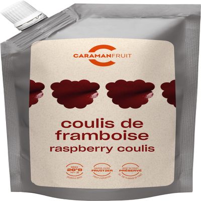 Caramanfruit Raspberry Fruit Coulis, 4 x 1 kg, Sweet Berry Puree, No Artificial Colors or Preservatives