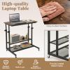 FANTASK Height-Adjustable C-Shaped Laptop Table with Casters, Tilting Top & Storage Shelf, 80 x 40 cm view 2