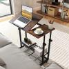 FANTASK Height-Adjustable C-Shaped Laptop Table with Casters, Tilting Top & Storage Shelf, 80 x 40 cm view 3