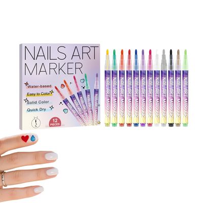 12 Nail Art Pens for Kids, Quick-Drying Washable Nail Markers