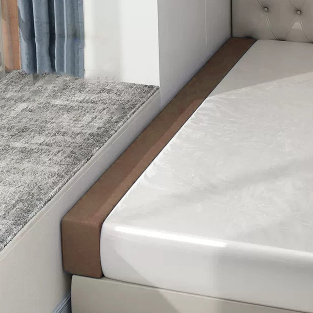 Mozzeilee Long Bed Gap Filler with Removable Cover, Mattress Extension and Headboard Pillow, 200 x 10 x 20 cm, Brown