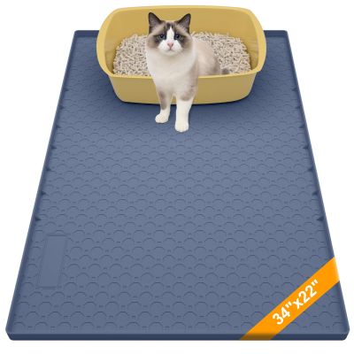 bleswin Large Silicone Cat Litter Mat, 86 x 56 cm, Blue