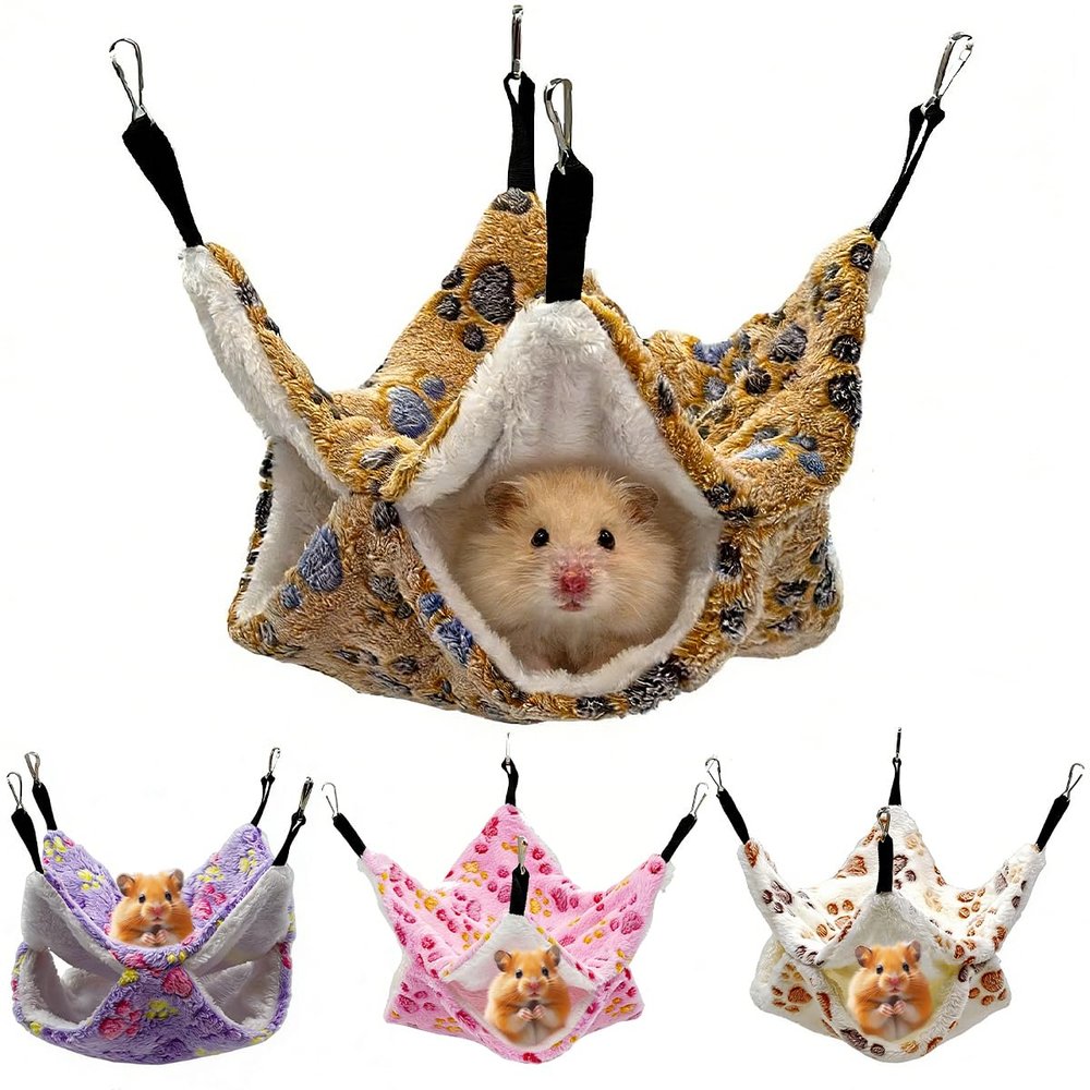 ASOUUNLD Guinea Pig Hammocks, 4-Pack, Double-Layer, Soft