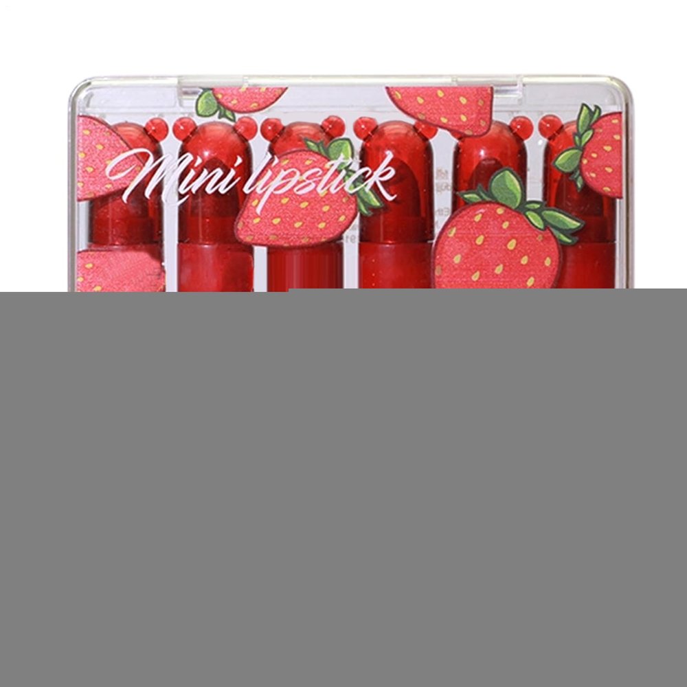 Lipstick Set for Women, Cute Strawberry-Shaped Gloss Lip Balm, 6-Piece