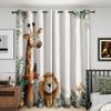 Giraffe, Lion & Fox Blackout Curtains, 2-Pack, H 166 x W 75 cm, 95% Blackout, Thermal Window Curtains, DCE56 view 2