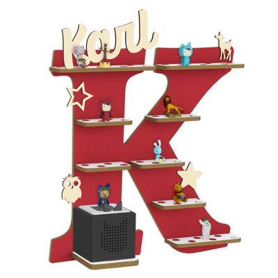 Holzura Toniebox Shelf with Personalized Name and Wooden Symbols (Letter K)