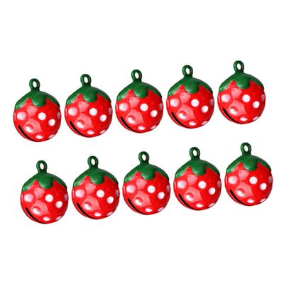 NUOBESTY 10-Piece Red Strawberry-Shaped Iron Bells for Cats and Dogs