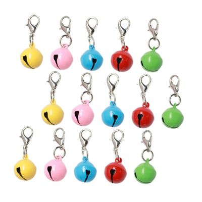 SHINEOFI 20 Colorful Iron Bells with Clips for Cat Collars and Keychains