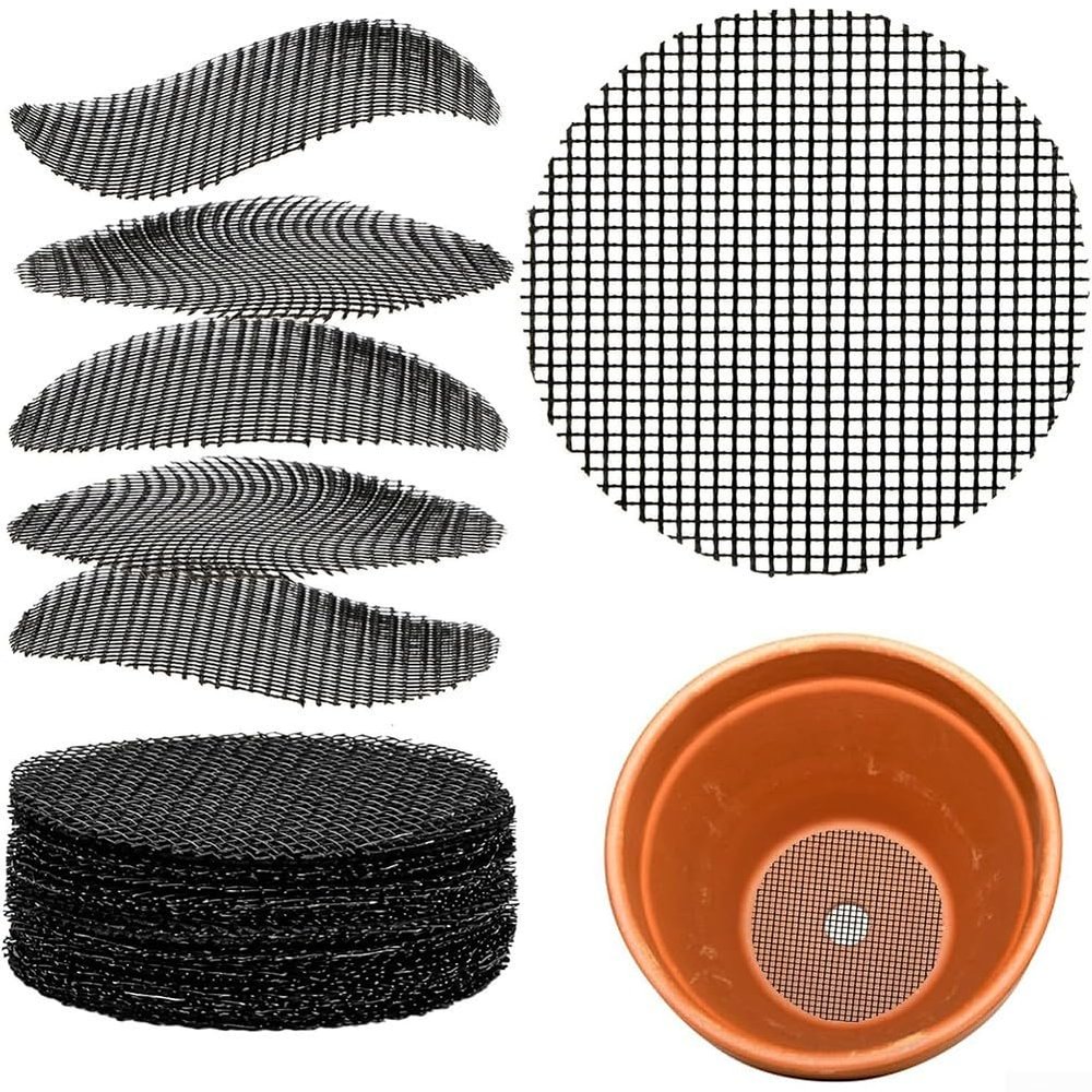 Desiumite Bonsai Pot Mesh Pads, Black, 100 Pieces