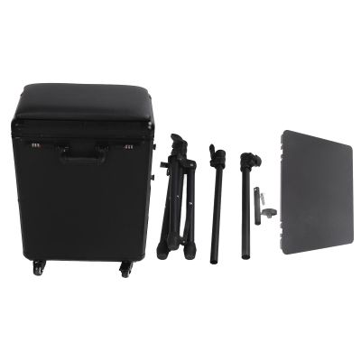 Rolling Makeup Train Case with Wheels, Adjustable Handle, Lock, and Tattoo Armrest