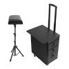 Rolling Makeup Train Case with Wheels, Adjustable Handle, Lock, and Tattoo Armrest view 2