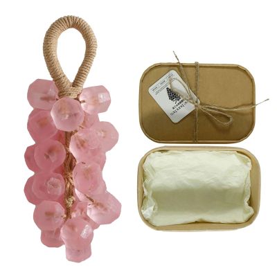 Handcrafted Grape Soap on a Rope, Crystal Cluster Design for Hands and Body (1, K)