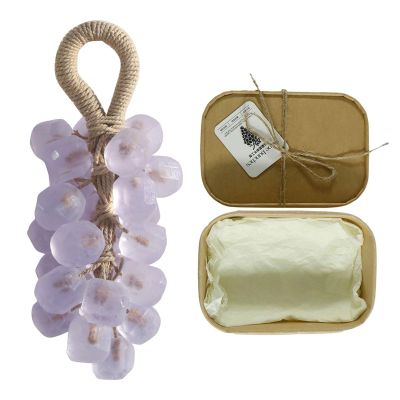Handmade Grape Soap on a Rope, Realistic Cluster-Shaped Hanging Soap for Body, Hands, Kitchen & Bathroom, DIY Decor, Handwashing & Freshening, Men & Women (1, N)