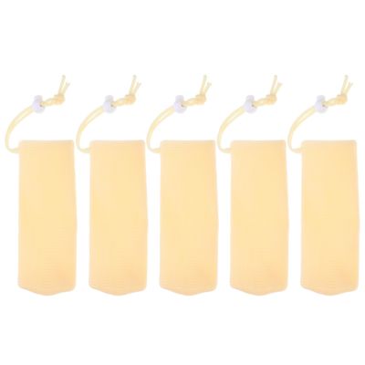 ULTECHNOVO 5-Pack Beige Mesh Soap Saver Bags, Reusable for Face, Body, and Hands