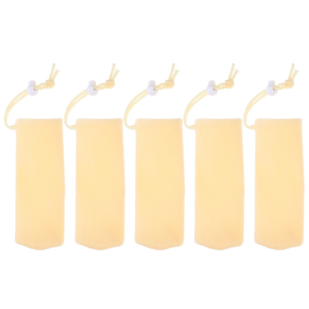 ULTECHNOVO 5-Pack Beige Mesh Soap Saver Bags, Reusable for Face, Body, and Hands