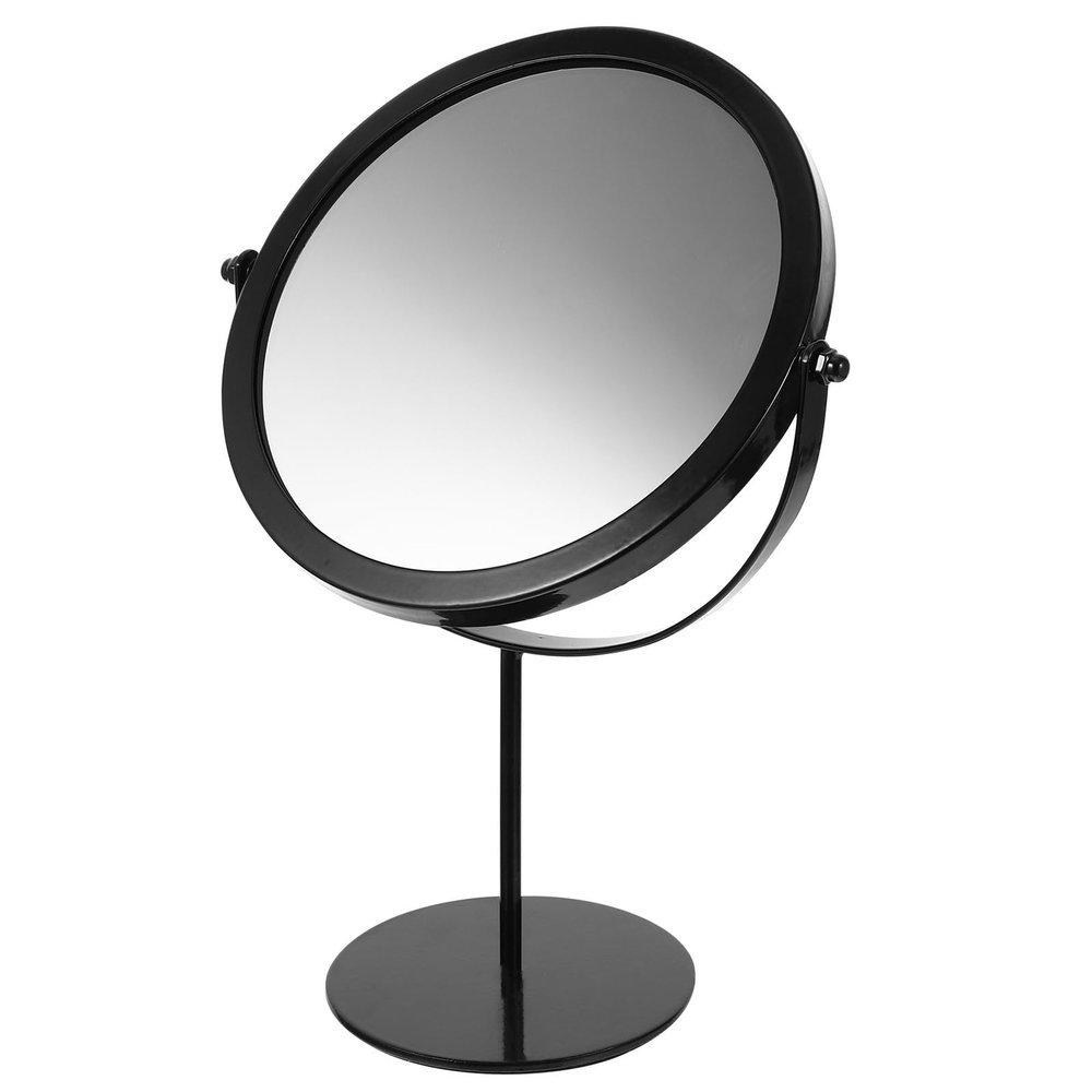 Angoily Rotatable Metal Makeup Mirror, Black Retro Style