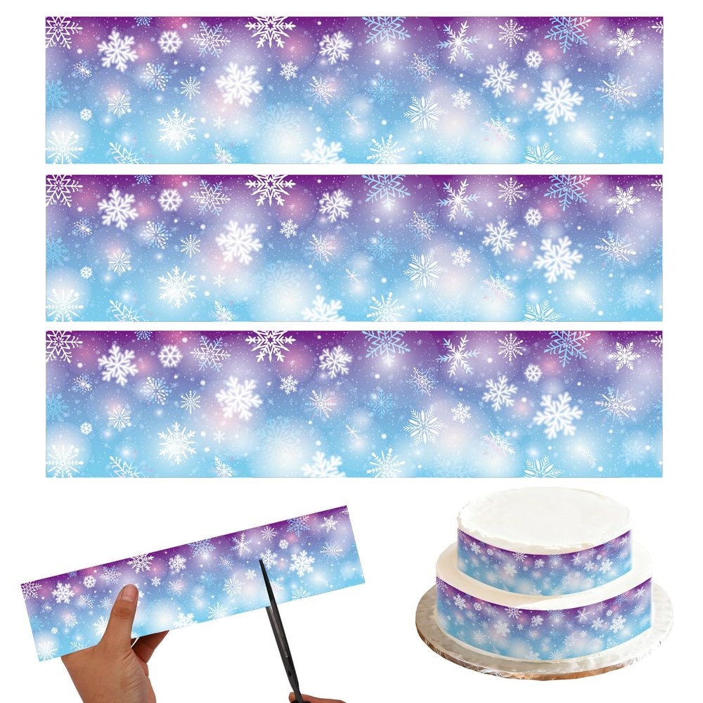 3-Pack Snowflake Edible Cake Border Strips, 26.67 x 6.35 cm