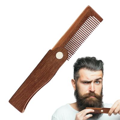 Folding Wooden Beard and Mustache Comb