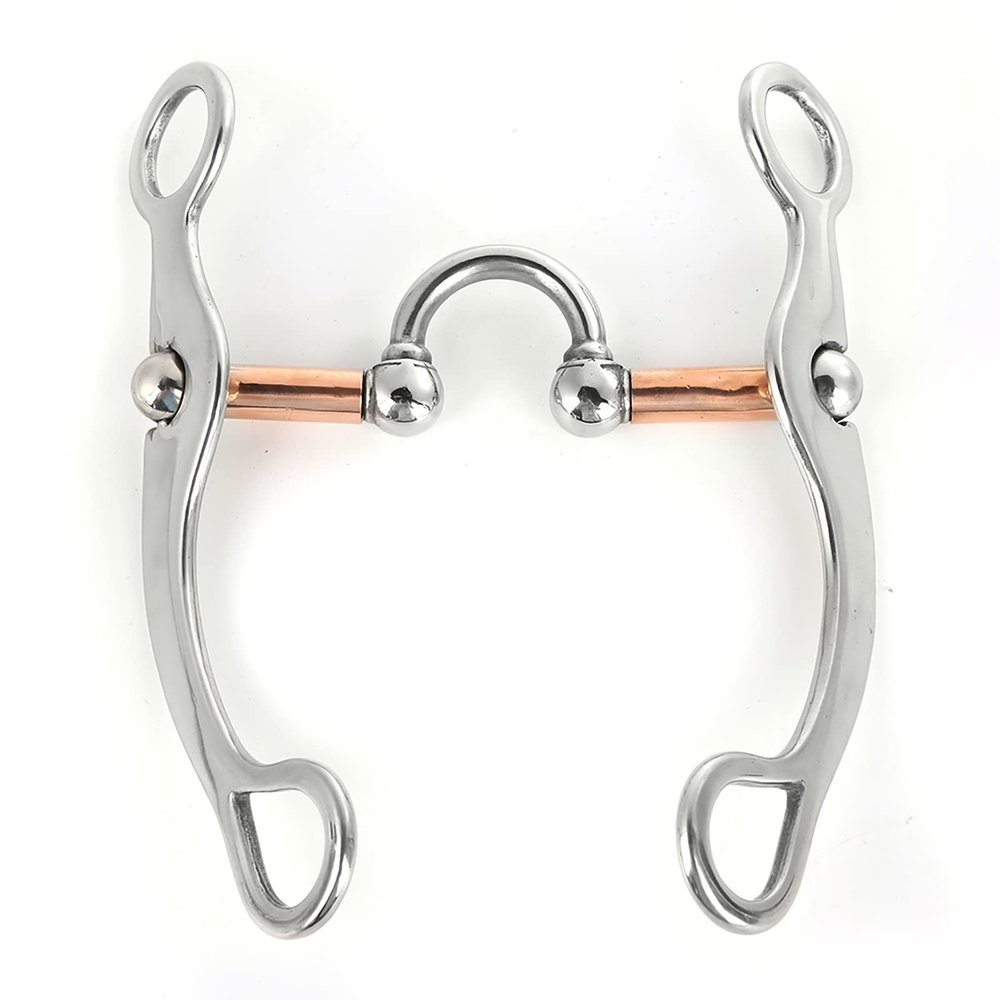 KIMISS Happy Mouth Roller, Thick Stainless Steel Snaffle Bit for Horses