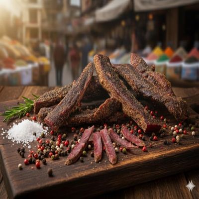 Premium Meat 5 x 100 g Beef Jerky Biltong, Sliced, 10 Varieties (Pepper)