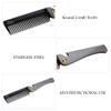 Asixxsix Stainless Steel Beard Comb with Rounded Teeth, Portable and Foldable, Black Acetate with Stainless Steel Coating, for Travel view 3