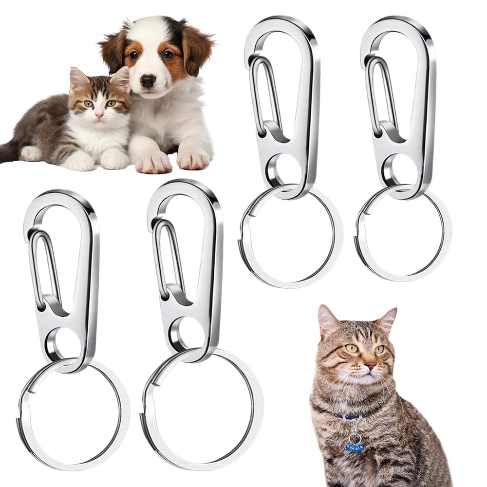 Dog Tag Holder, 4-Piece Stainless Steel Quick-Release Clip Set