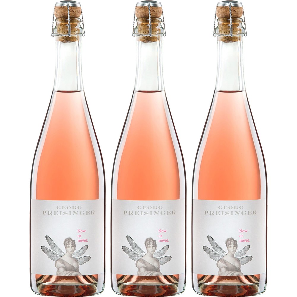Georg Preisinger Winery Now or Never Organic Brut Rosé Pet-Nat from Austria incl. FeinWert E-Book (3 x 0.75 L)