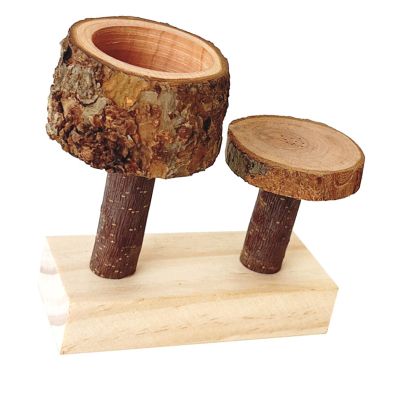Natural Wood Small Pet Bowl