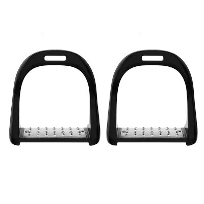 Xiuganpo Riding Stirrups, Sturdy Non-Slip Stainless Steel Pad, Aluminum Construction, 5 Colors (Black)