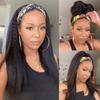 22-Inch Yaki Straight Human Hair Headband Wig, Glueless, No Lace Front, 180% Density view 1