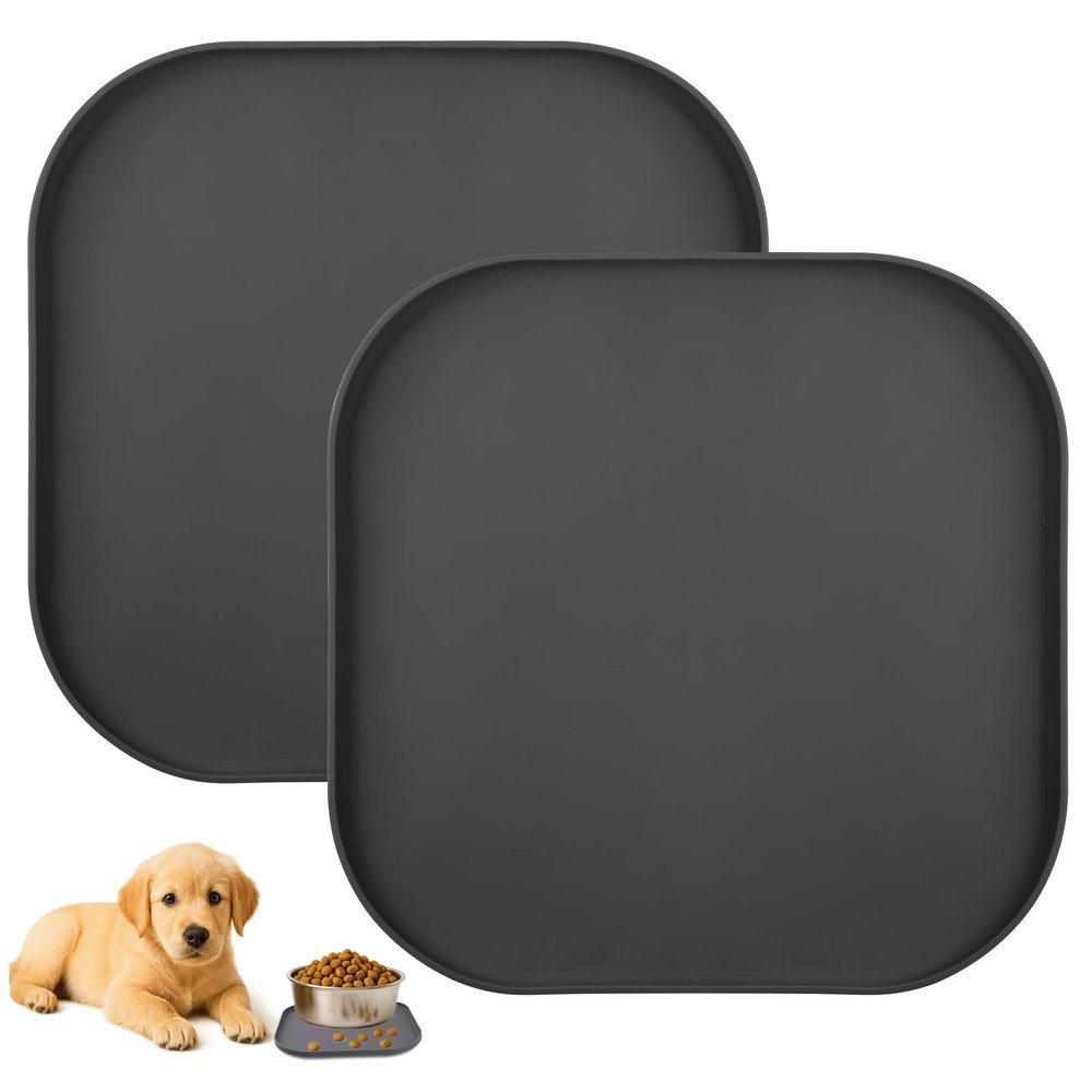 2-Pack Non-Slip Pet Bowl Mat, 26cm x 26cm
