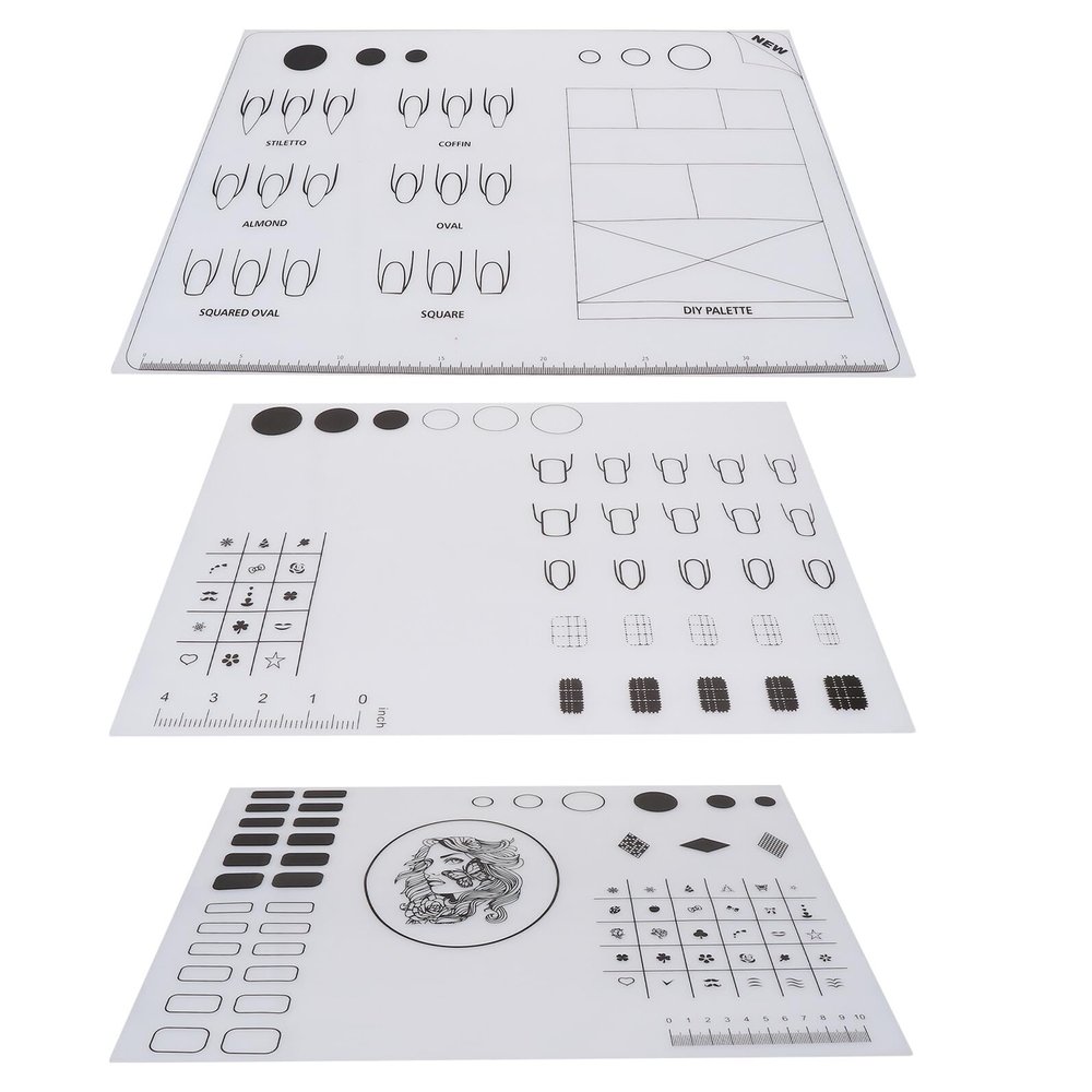 SEWACC 3-Piece Silicone Nail Art Stamping Mats