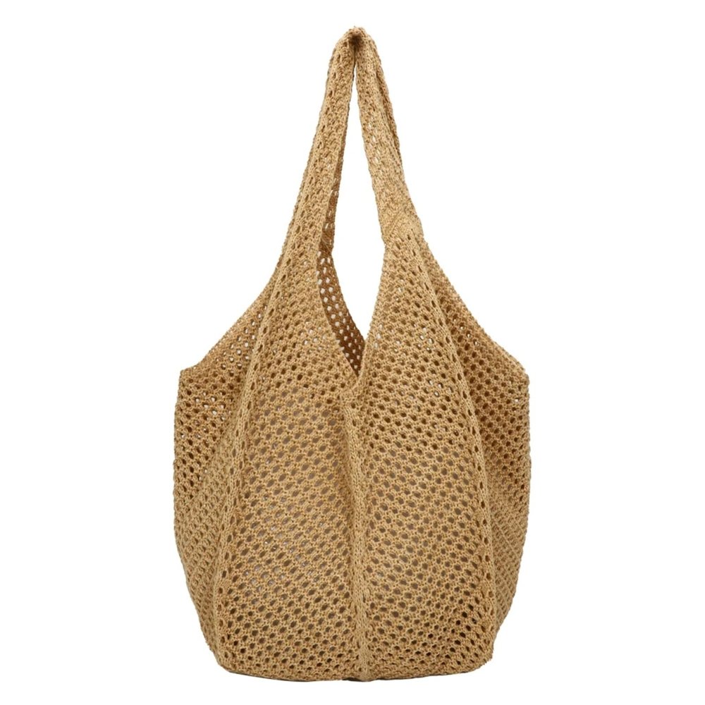 Crocheted Tote Bag for Women, Brown