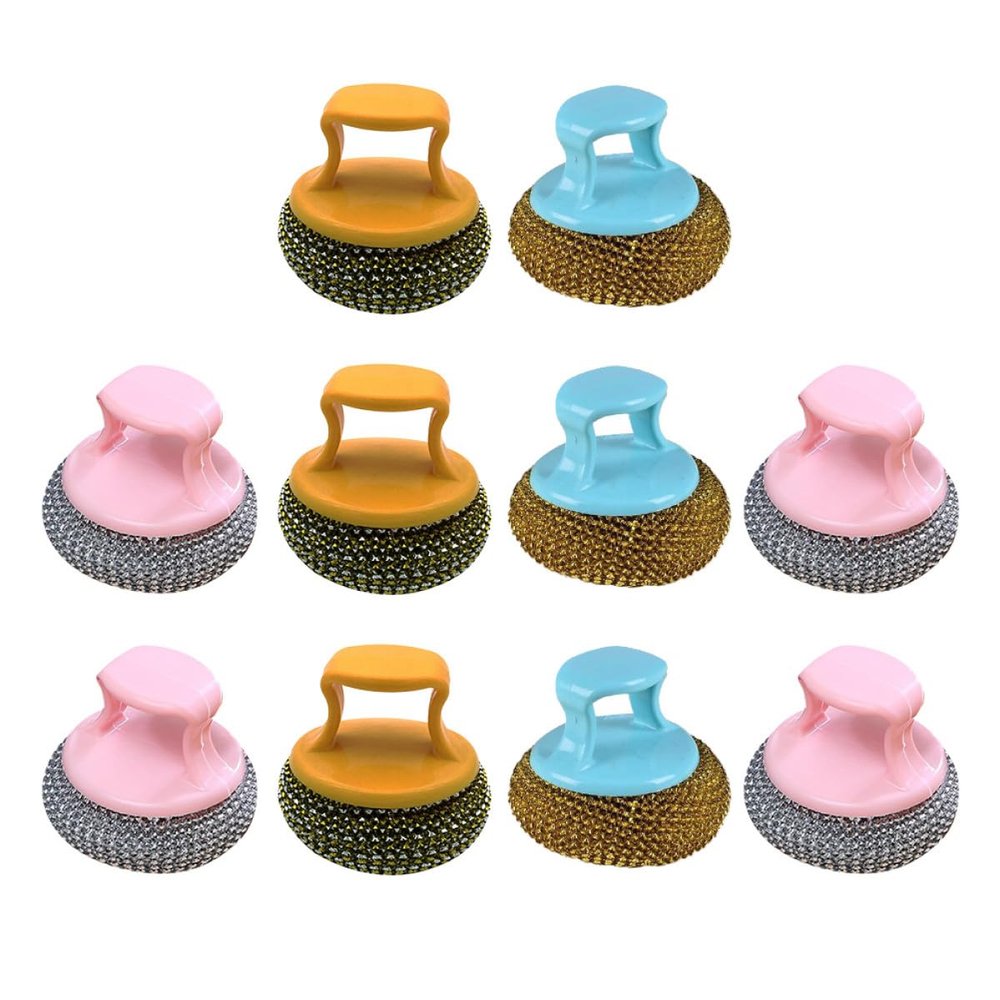 10-Piece Kitchen Cleaning Brush Set with Plastic Handles for Dishes