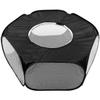 Small Animal Playpen with Lid, Foldable, Hexagonal, Fabric, Black view 1