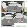 Small Animal Playpen with Lid, Foldable, Hexagonal, Fabric, Black view 4