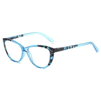KOOSUFA Women's Cat-Eye Blue-Light-Blocking Reading Glasses, Spring Hinges, Blue, +4.00