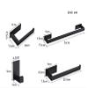 Modern Black Bathroom Hardware Set with Robe Hook, Towel Holder, Tissue Holder, Toothbrush Holder and Shelf view 3