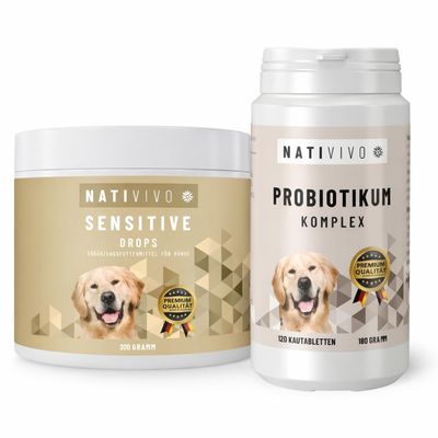 NATIVIVO Digestive Wellness Set for Dogs: Probiotics + Sensitive Drops, Made in Germany