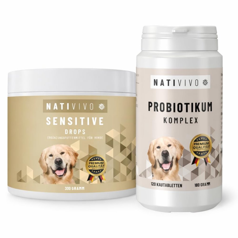 NATIVIVO Digestive Wellness Set for Dogs: Probiotics + Sensitive Drops, Made in Germany