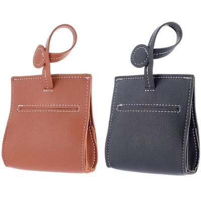 CALFOVERA 2-Pack Dog Waste Bag Holders, Black and Brown PU Leather