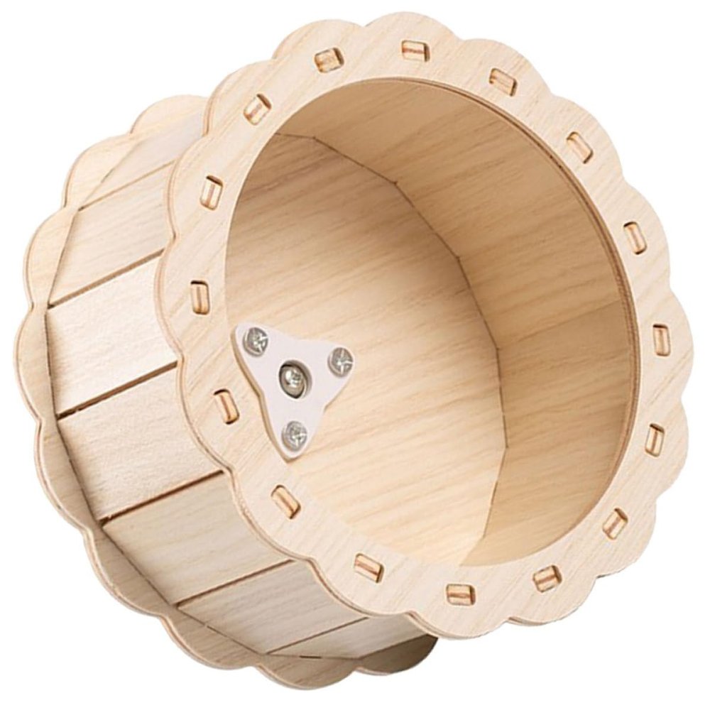Sunflower Hamster Wheel for Small Pets, Wooden, Beige