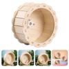 Sunflower Hamster Wheel for Small Pets, Wooden, Beige view 3