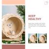 Sunflower Hamster Wheel for Small Pets, Wooden, Beige view 4
