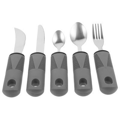 Durable Cutlery for Seniors, 1 Set, PP, TPR, and Stainless Steel