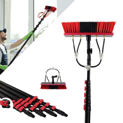 Extendable Window Cleaning Pole with Water-Fed Brush for Solar Panel and Conservatory Maintenance