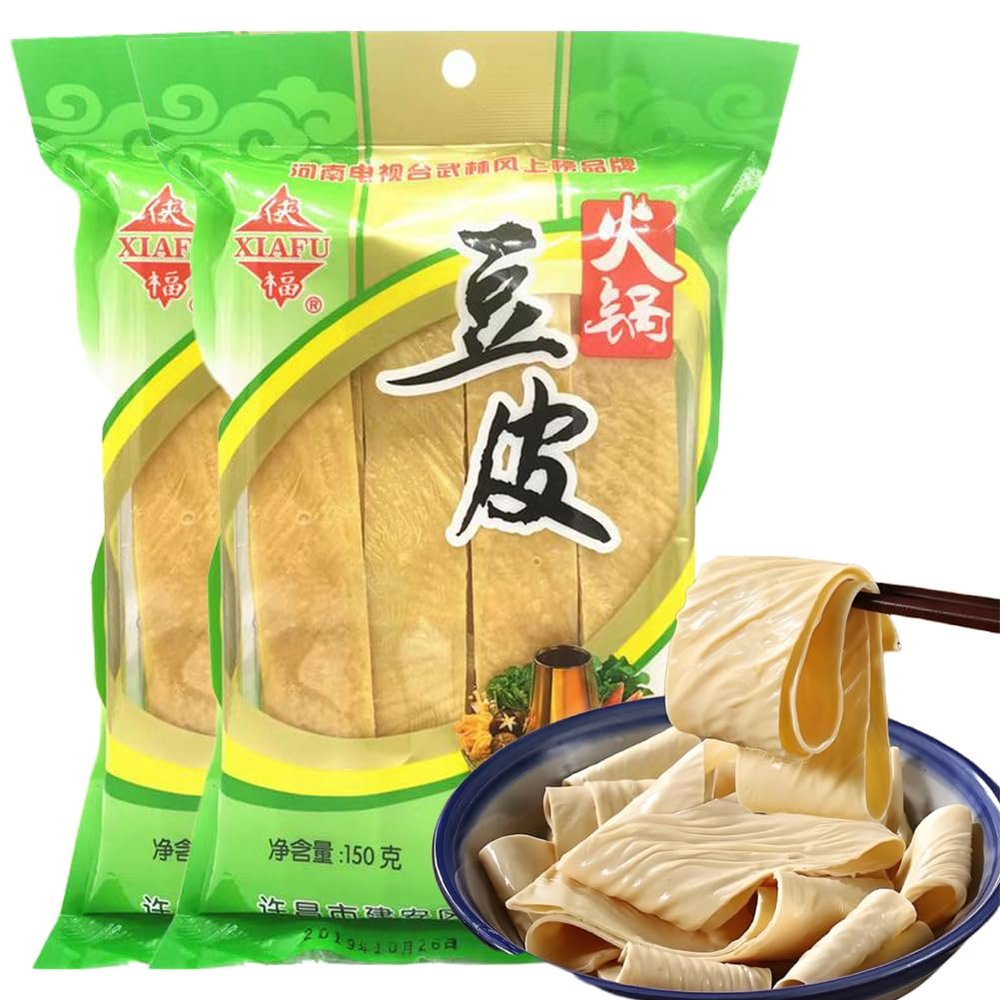 DAMAICHUHAI Dried Tofu Skin [300g, 2x150g] – Tofu Skin for Salad, Hot Pot, Vegan – Soybeans Without Additives, High in Protein, Lactose-Free & Gluten-Free