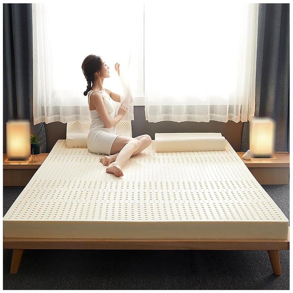 100% Natural Latex Mattress Topper, 10 cm Thick, Washable, Pressure-Relieving, 190 x 210 cm