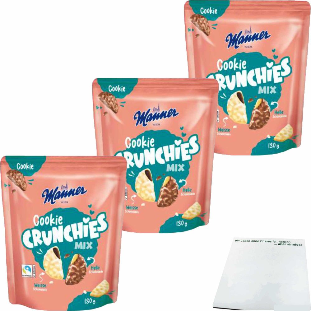 usy Bundle for Manner Cookie Crunchis Mix, 3-Pack (3 x 130 g Bags) + usy Block